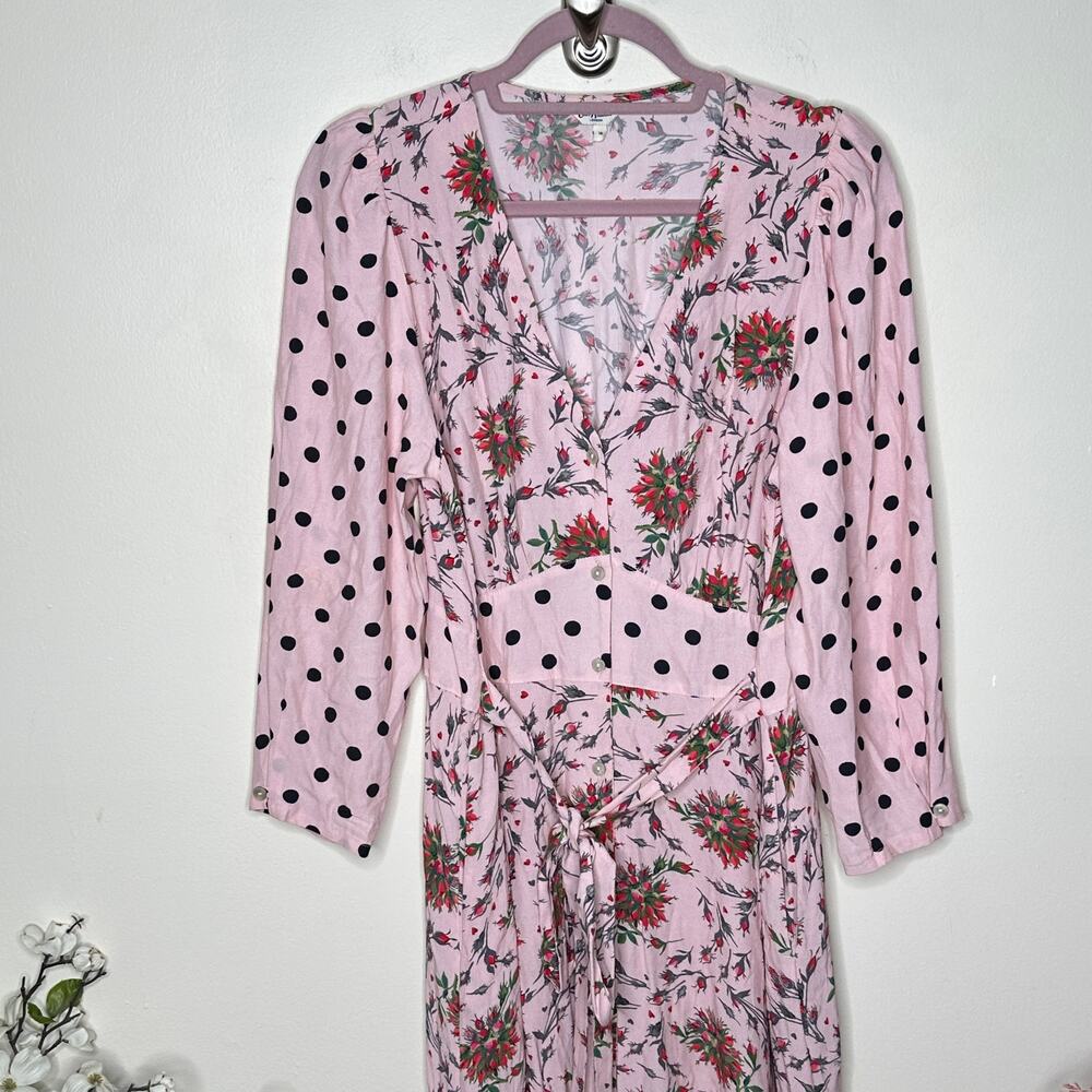 CATH KIDSTON Forever Button-Through Tea Maxi Dress Pale Pink Floral Sz 12 {3Q7} - Picture 5 of 10